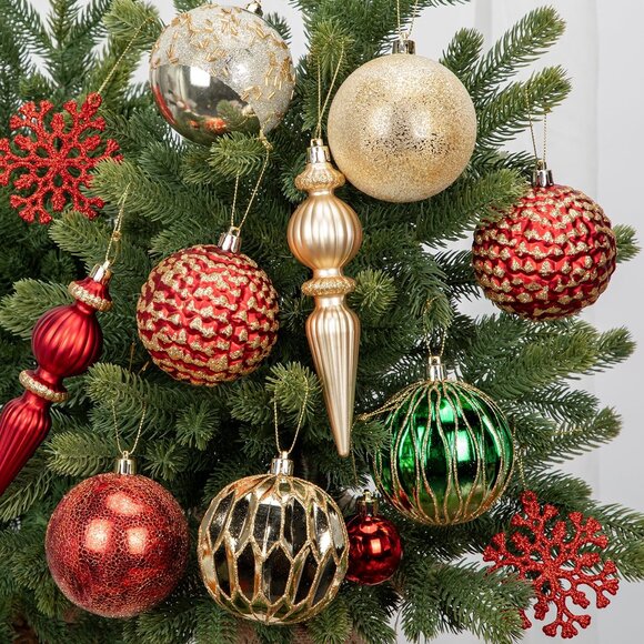 Christmas Tree Shatterproof Multicolor 92 Piece Ornament Decoration Set - Picture 4 of 5